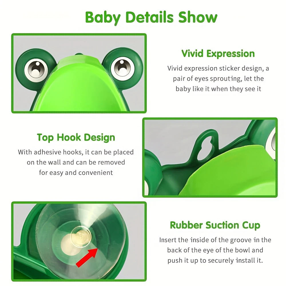 Cute Frog Potty Training Urinal Boy with Fun Aiming Target, Toilet Urinal Trainer, Children Stand Vertical Pee Infant Toddler