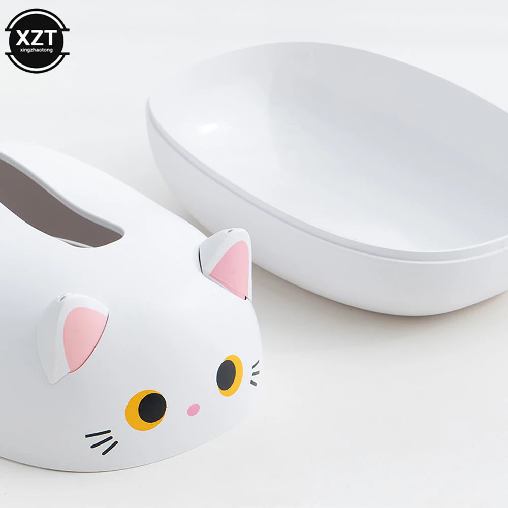 Kawaii Cat Tissue Box Fat Doodle Kitchen Tissue Storage WC Paper Container Desktop Toilet Paper Shelf Rural Home Decoration