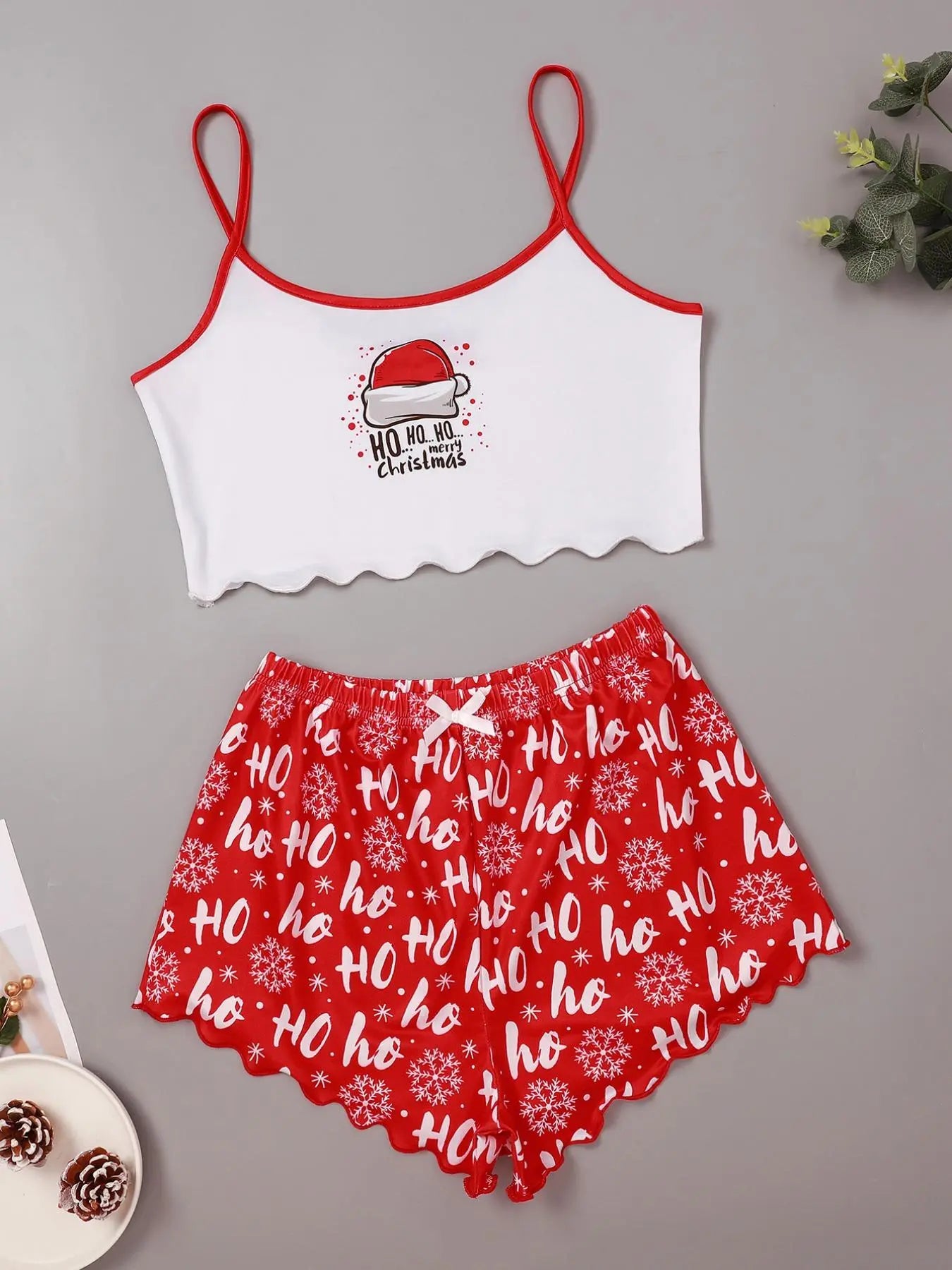 Women's Summer Matching Pajama Set, Chic Cartoon Print Sleeveless Cami Top, Casual Elegance Lounge Sets, Womenswear Pjs