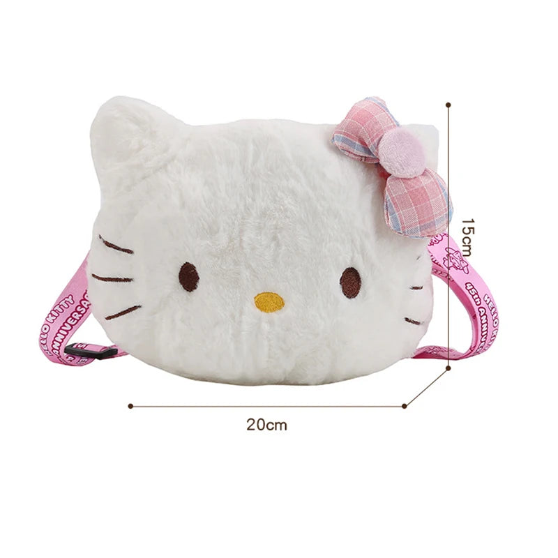 Hello Kitty Plush Bag Cartoon Cute Cat Crossbody Backpack Women Ins Plush Doll Bag New Personalized One Shoulder Storage Bag