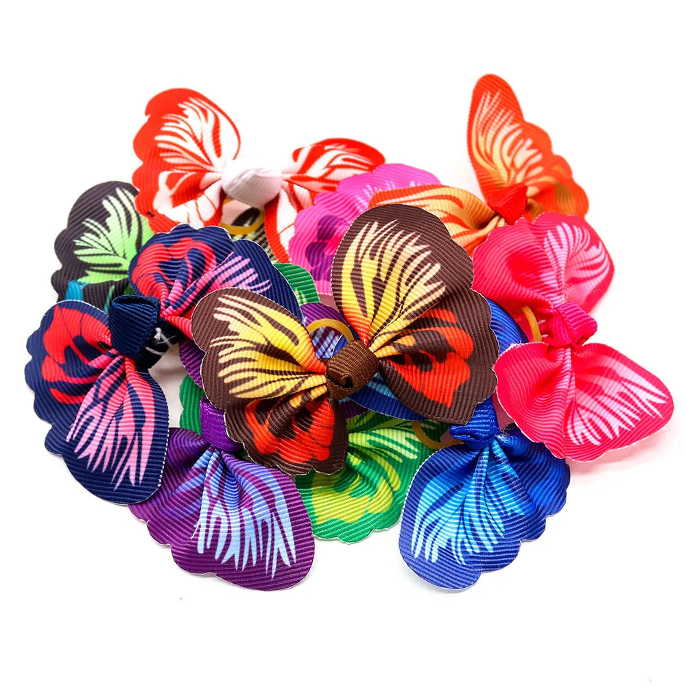 20PCS New Pet Puppy Dog Cat Hair Bows Beautiful Butterfly Bows Pet Dog Grooming Hair Accessory Topknot Pet Supplies