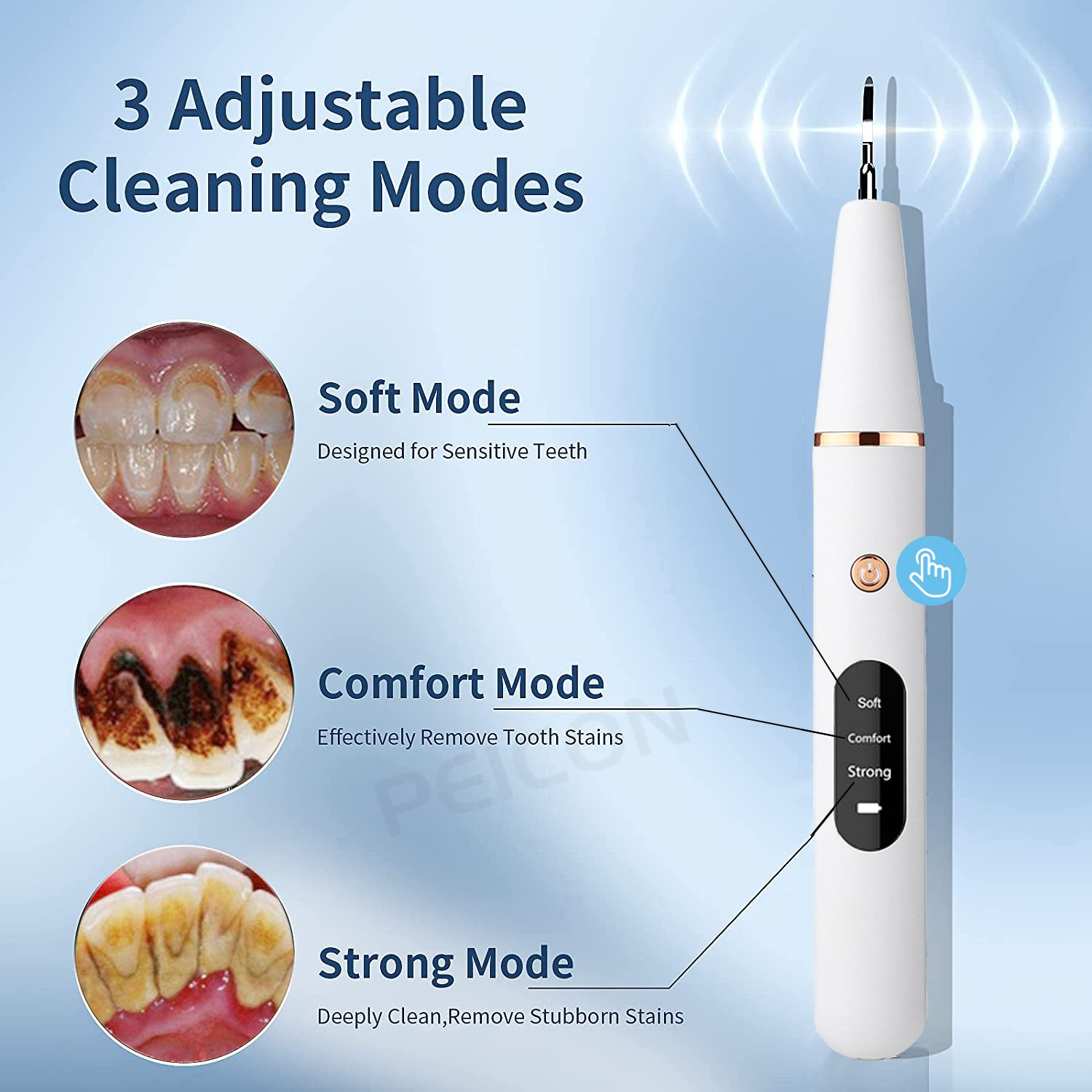 Ultrasonic Dental Scaler for Teeth Tartar Stain Tooth Calculus Remover Electric Sonic Teeth Plaque Cleaner Dental Stone Removal