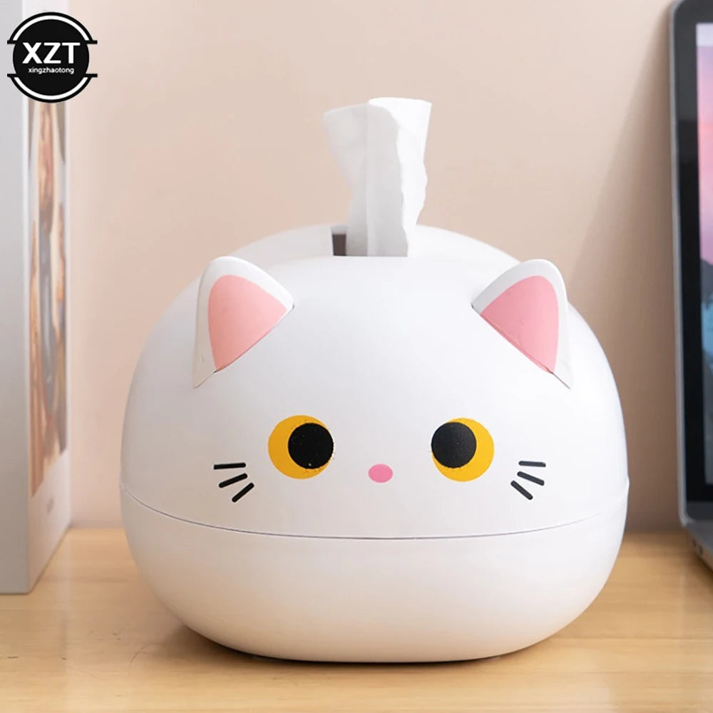 Kawaii Cat Tissue Box Fat Doodle Kitchen Tissue Storage WC Paper Container Desktop Toilet Paper Shelf Rural Home Decoration