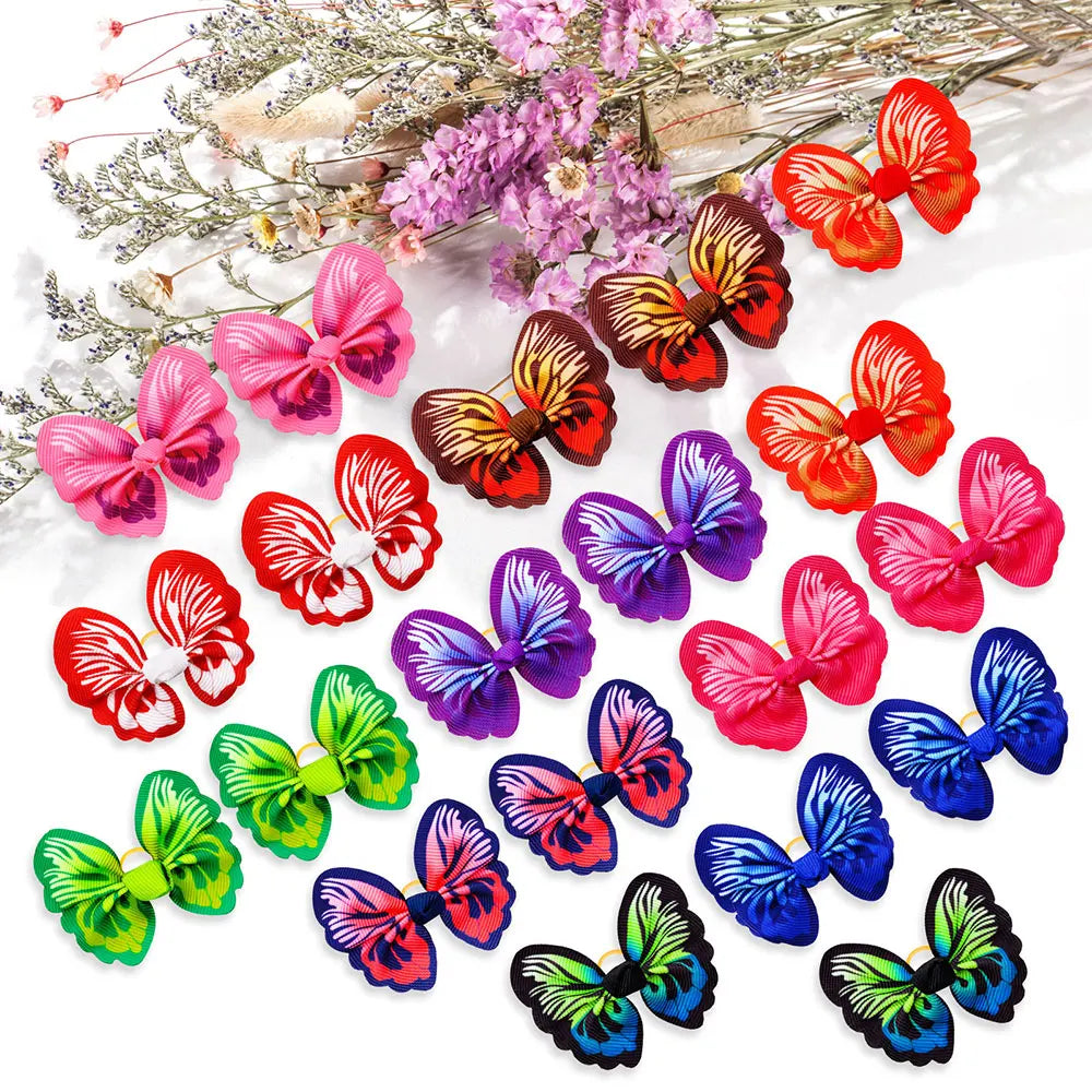 20PCS New Pet Puppy Dog Cat Hair Bows Beautiful Butterfly Bows Pet Dog Grooming Hair Accessory Topknot Pet Supplies