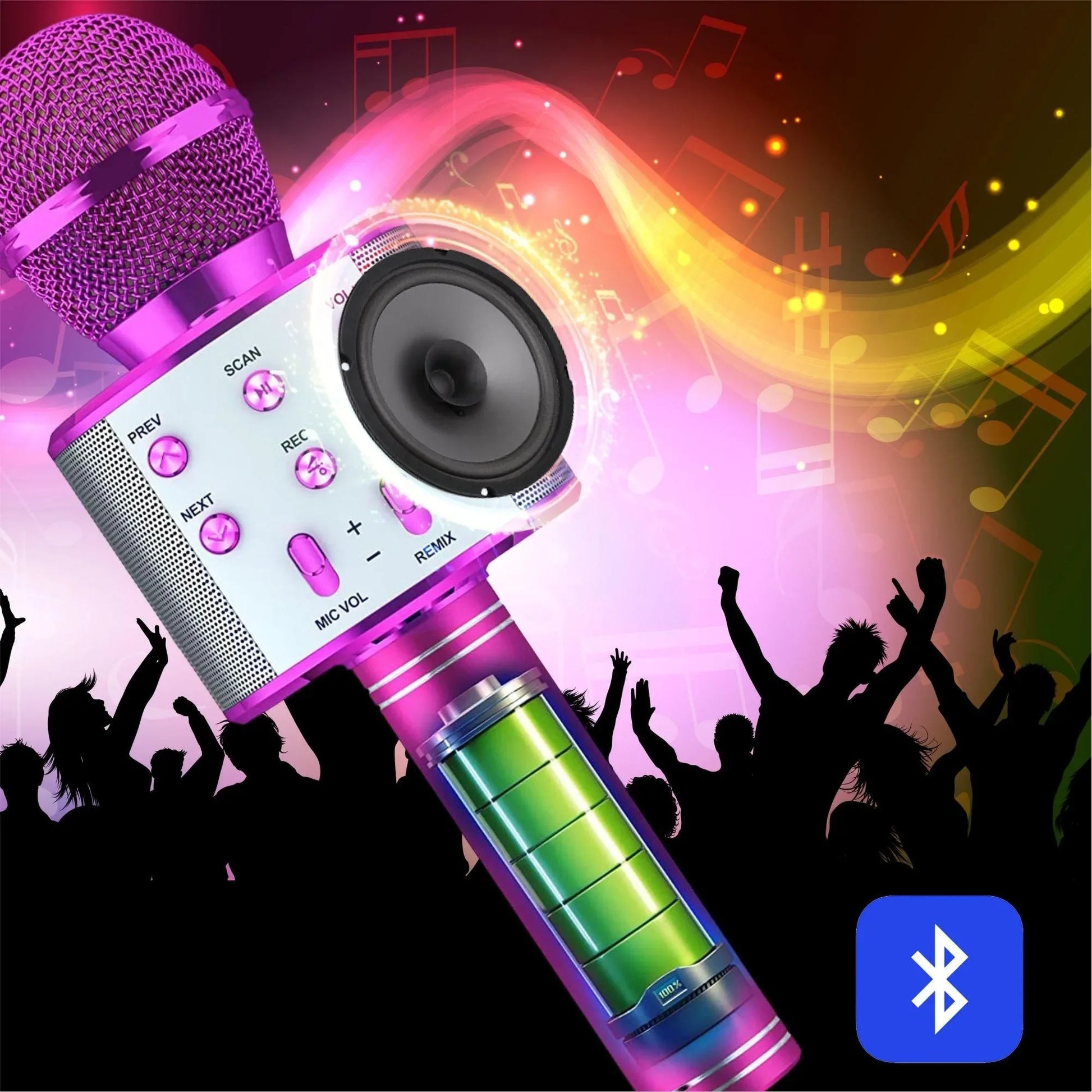 Wireless Bluetooth Karaoke Microphone Speaker  Rechargeable 5 in 1 Handheld Microphone for Home Party Singing 