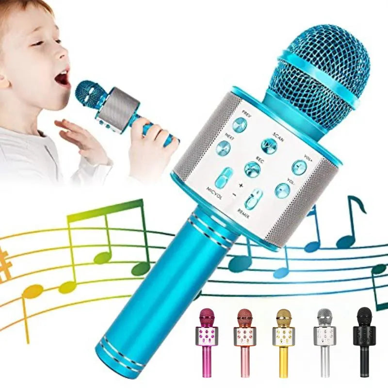 Wireless Bluetooth Karaoke Microphone Speaker  Rechargeable 5 in 1 Handheld Microphone for Home Party Singing 