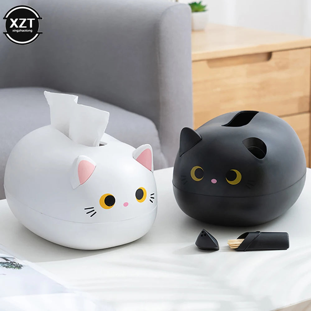 Kawaii Cat Tissue Box Fat Doodle Kitchen Tissue Storage WC Paper Container Desktop Toilet Paper Shelf Rural Home Decoration