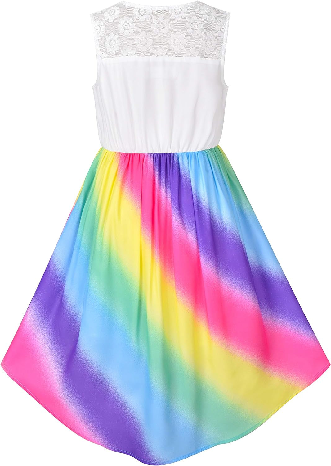 Girls Dress, Floral, Chiffon,   High-Low, with tie waist, Party Princess Dress