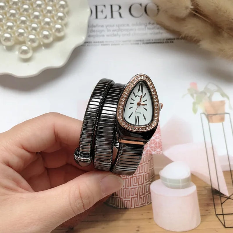 New Women Luxury Brand Watch Snake Quartz Ladies Gold Watch Diamond Wristwatch Female Fashion Bracelet Watches Clock Reloj Mujer