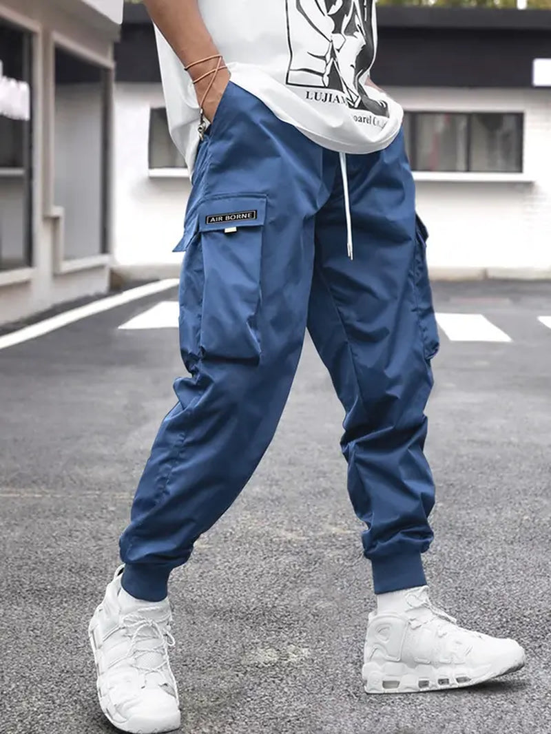 Men'S Plain Patched Pocket Drawstring Waist Cargo Pants, Loose Casual Jogger Trousers, Pants for Men, Men'S Pants, Father'S Day Gift, Going Out Outfit