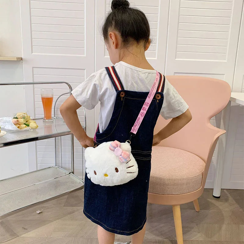 Hello Kitty Plush Bag Cartoon Cute Cat Crossbody Backpack Women Ins Plush Doll Bag New Personalized One Shoulder Storage Bag